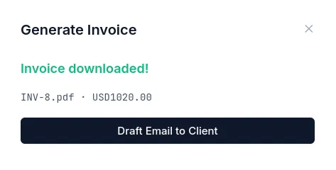 Draft email button and clean PDF invoice
